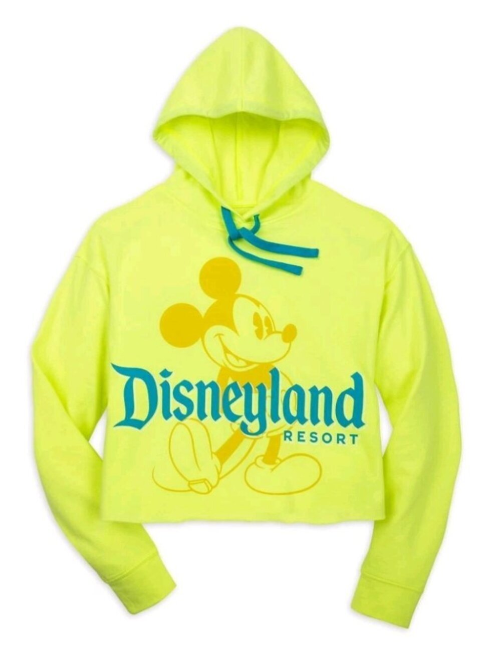 Disney Mickey Mouse Disneyland Resort Pullover Hoodie Neon Yellow size large